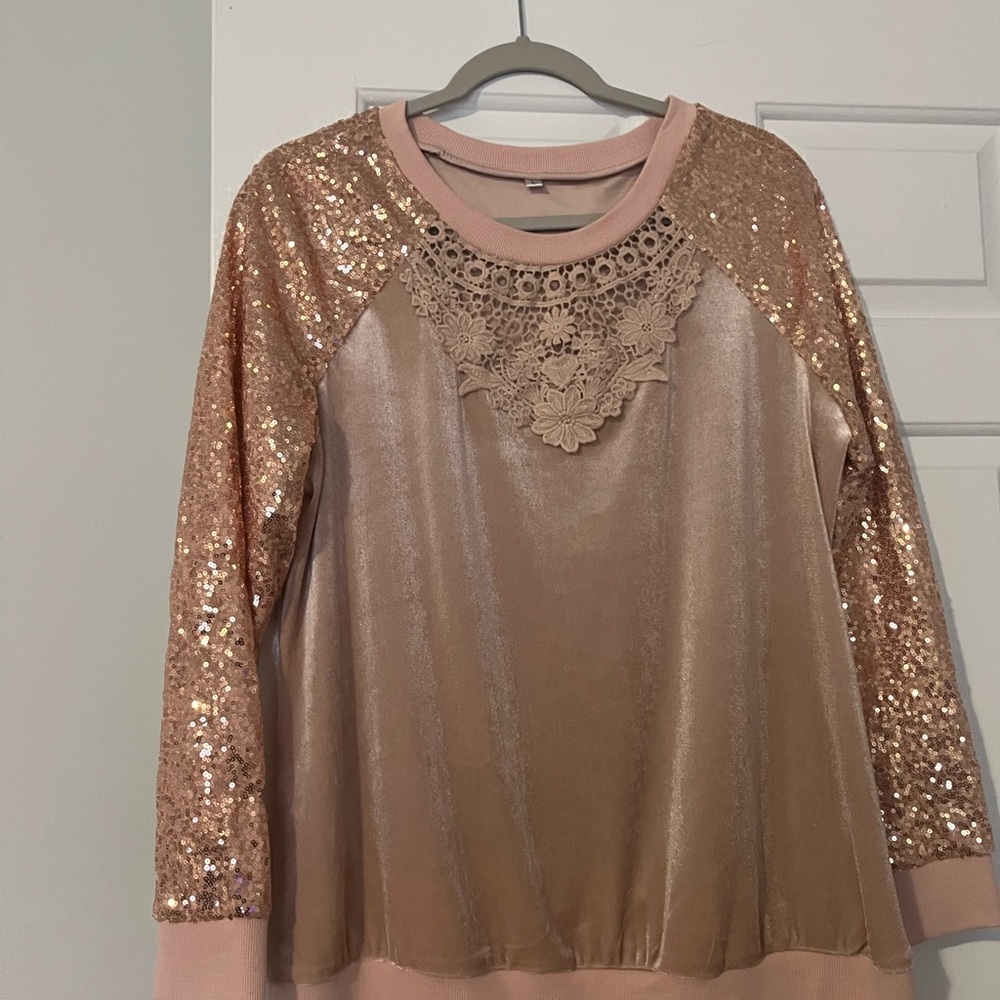 Sequin Lace Women's Top - Pink